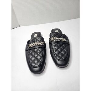 Steve Madden Women's Kalista Quilted Chain Flat Mules Black Size 8M
